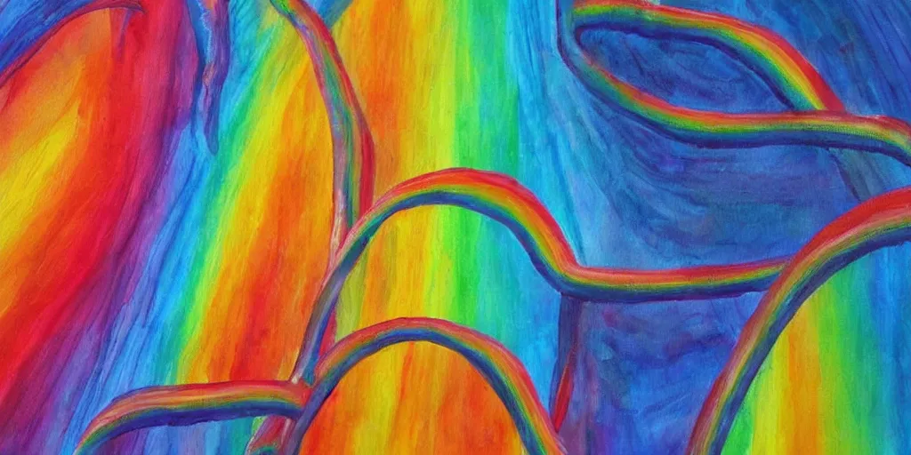 Prompt: detailed painting of rainbows in objects