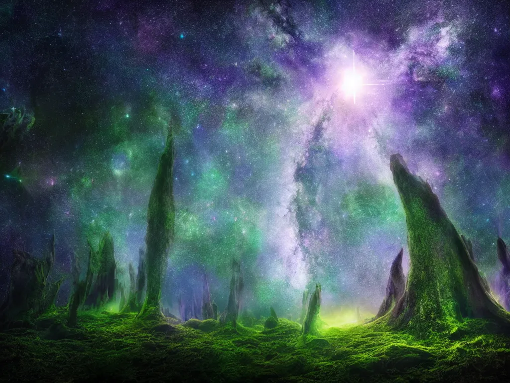 Image similar to Universe Ent betwix the Plasma of Space, Time, and the Soul of Nature, Space Scene High Resolution 4K; by Neil Burnell's Enchanted Forest
