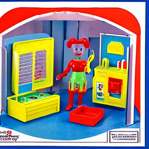 Prompt: playskool fisher price kenner plastic morgue playset 7 0 s catalog photo