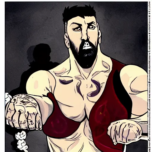 Prompt: baroque mma fighter, color, lastman comic, bastien vives style, character concept