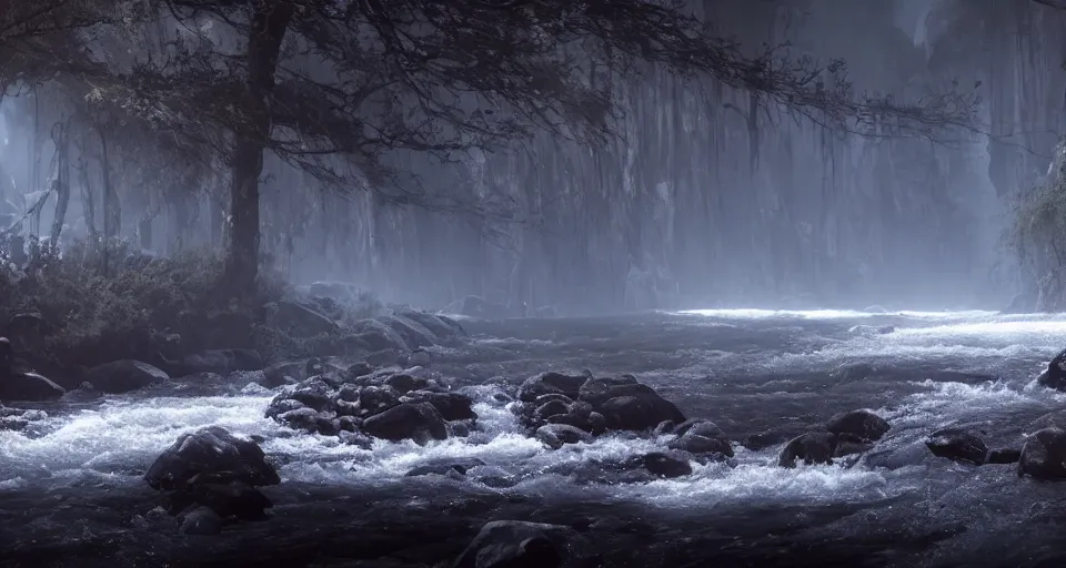 Prompt: a cinematic view of siofra river, elden ring