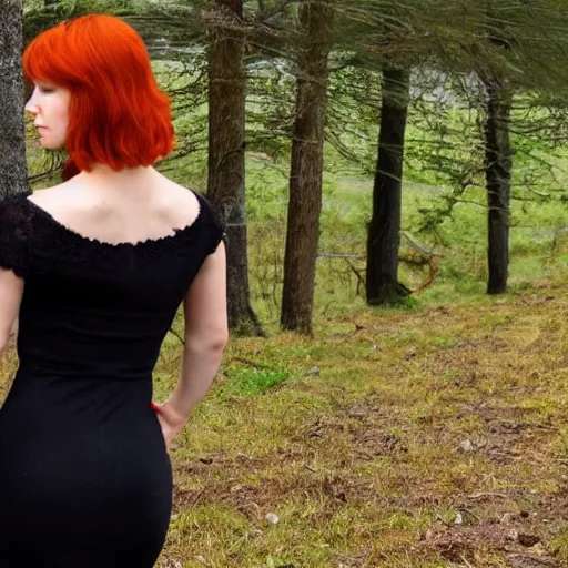 Image similar to very beautiful redhead woman looking back over her shoulder