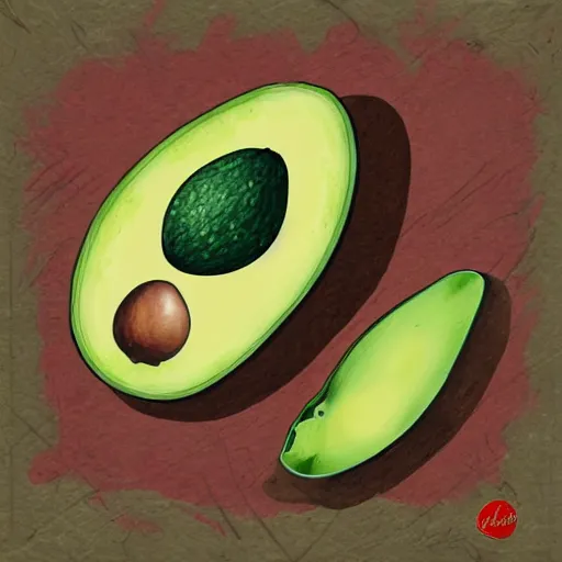 Image similar to avocado being stolen, parietal art style