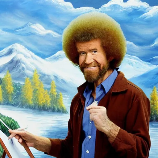 Prompt: bob ross painting the apocalypse