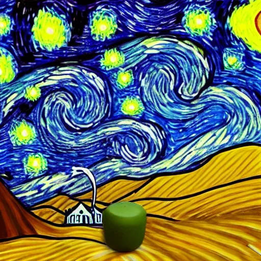 Image similar to peter griffin in starry night painting in the style of dali