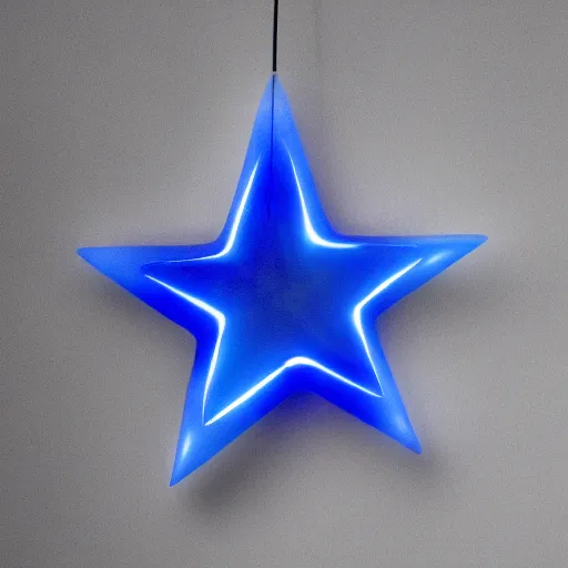 Image similar to dark blue glowing ceramic star shape, photograph