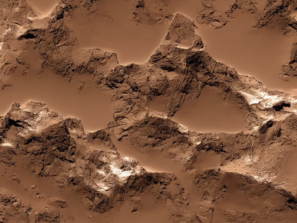 Prompt: Himalayan mountain range on Mars, photograph