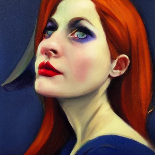 Prompt: a realistic flirty witch portrait, by edward hopper, new artstation artist,
