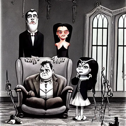Image similar to the munsters, by charles addams,