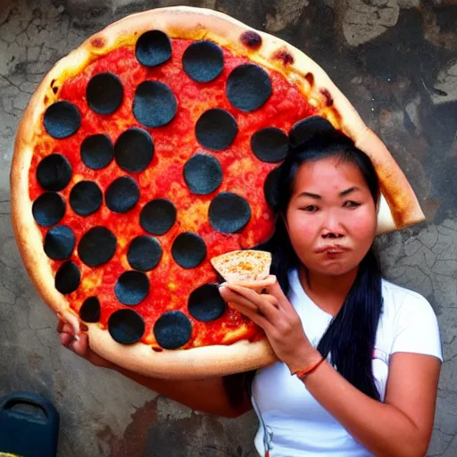 Image similar to naga woman with a magic pizza