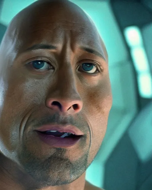 Image similar to film still close up shot of dwayne johnson in the movie 2 0 0 1 : a space odyssey. photographic, photography