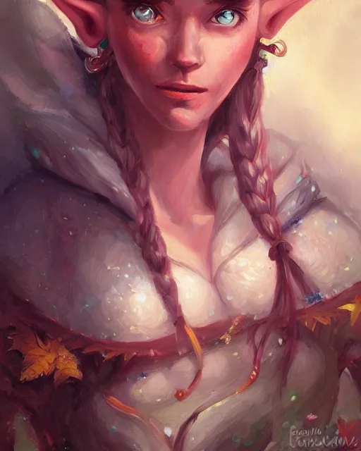 Prompt: a beautiful elf princess, oil painting, by Fernanda Suarez