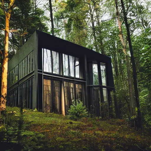 Image similar to a building in the middle of a forest, architecture