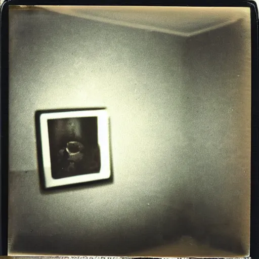 Image similar to dark room with a creature in the corner, distuburbing, horror, nightmare, terrifying, surreal, nightmare fuel, old polaroid, blurry, expired film, lost footage, found footage,