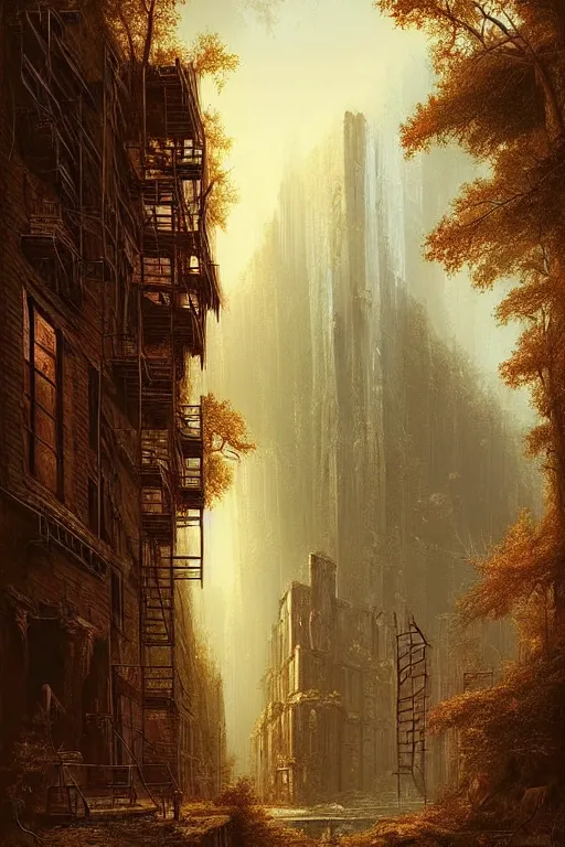 Prompt: (((((a ramshackle manhattan brick brownstone deep in the forest))))) by Raphael Lacoste!!!!!!!!!!!!!!!!!!!!!!!!!!!