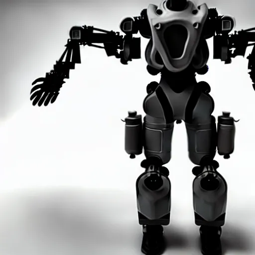 Image similar to photo of a man wearing a mech suit, 3D, ultra detailed
