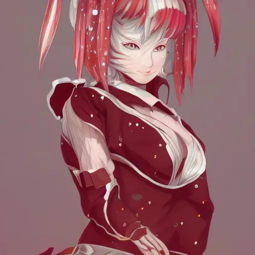 Prompt: kitsune woman nekomimi fancy haircut, full body, intrincate, red and white, gliter, depth of field, 8k, hyper detailed,realistic, trending on artstation