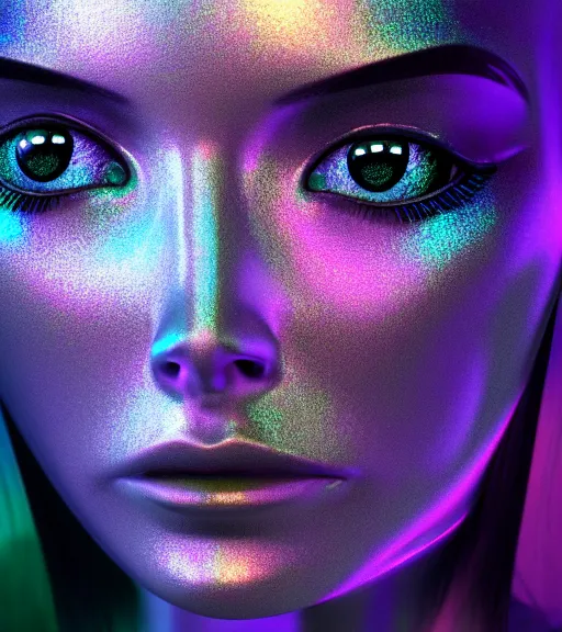 Image similar to close up portrait of a female iridescent ghost, cinema 3d 8K render