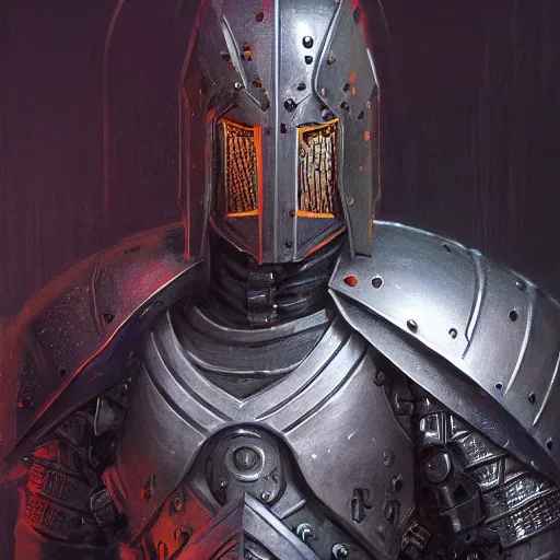 Image similar to the eldritch void knight as a realistic d & d cyberpunk knight, closeup portrait art by donato giancola and greg rutkowski, vintage retro scifi, realistic face, digital art, trending on artstation, symmetry!!