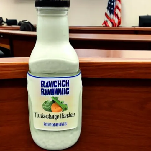 bottle of ranch dressing testifying in court Stable Diffusion OpenArt