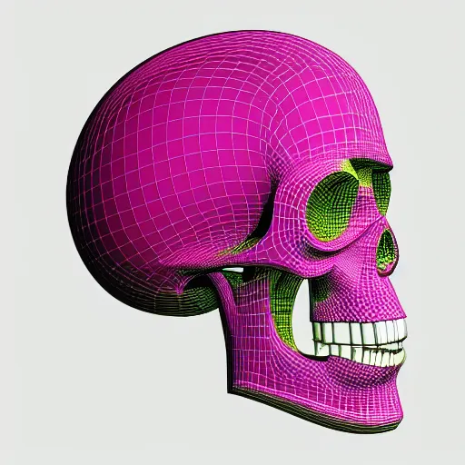 Image similar to 3 d pink skull distorted