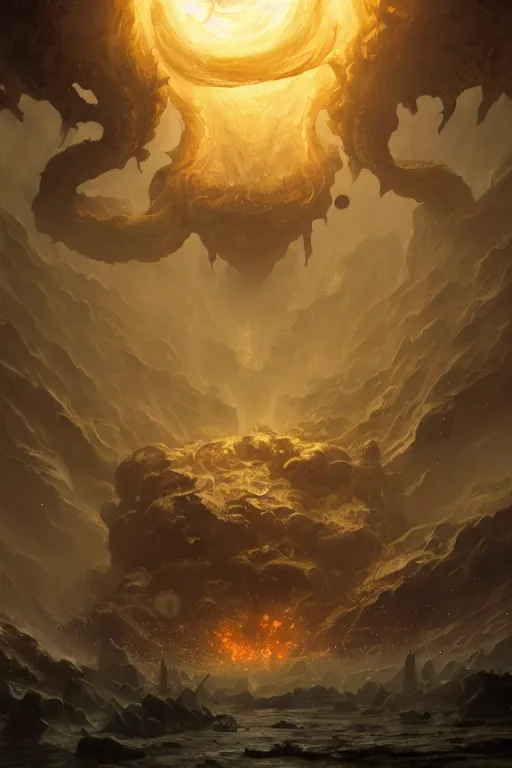 Image similar to eldritch god, larger than earth, eating planets, planet eater, lovecraftian deity, god, monster, huge, towering, gigantic, high octane, 8 k, digital art, magic the gathering, mtg, by greg rutkowski, trending on artstation