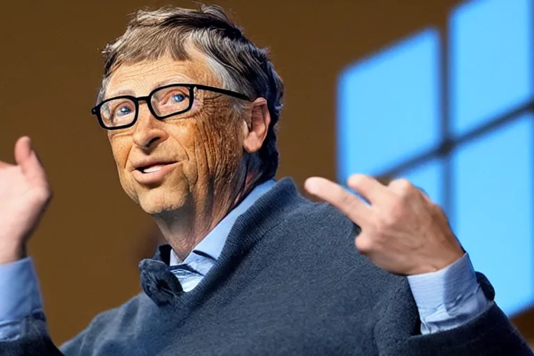 Prompt: bill gates stressed while using windows