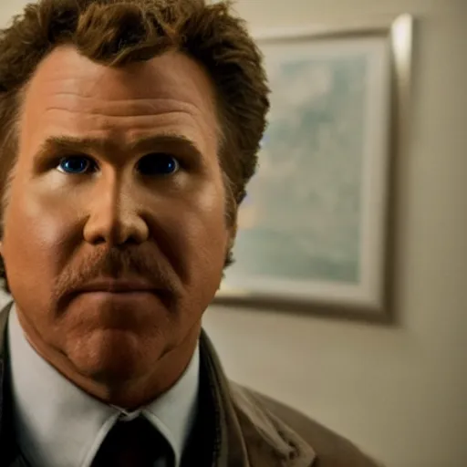 Image similar to close - up of will ferrell as a detective in a movie directed by christopher nolan, movie still frame, promotional image, imax 7 0 mm footage