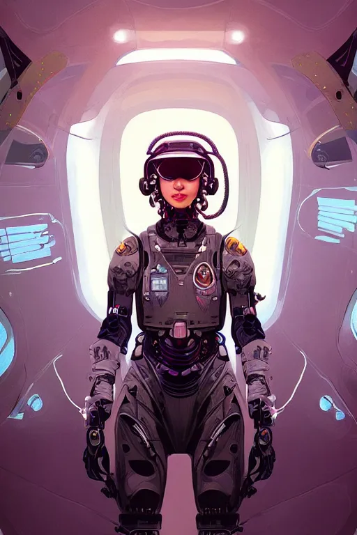 Image similar to portrait futuristic beautiful South american Airforce armored pilot Girl, at inside of future fighter aircraft, ssci-fi, fantasy, intricate, very very beautiful, elegant, human anatomy, neon light, highly detailed, digital painting, artstation, concept art, soft light, smooth, sharp focus, illustration, art by tian zi and WLOP and alphonse mucha