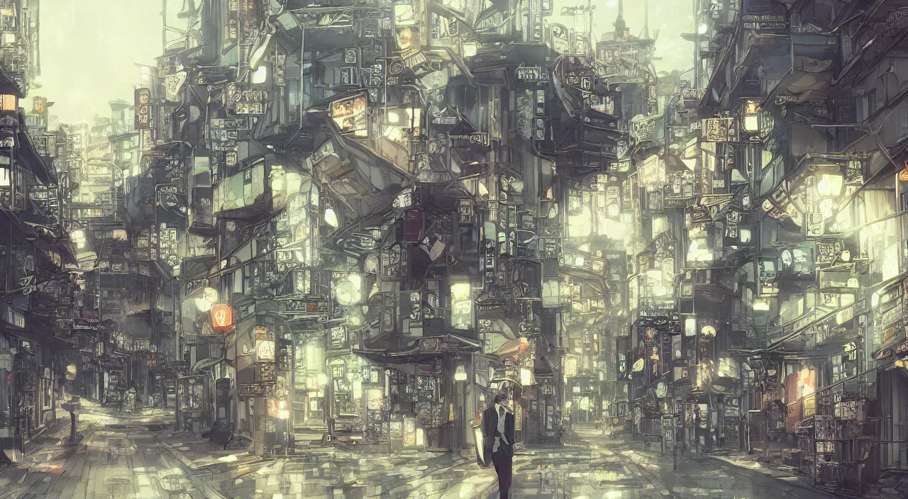 Prompt: Victorian Tokyo, Anime scenery concept art by Makoto Shinkai