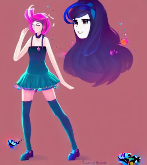 Image similar to female character inspired by 9 0's fashion and by madeline from celeste, art by rossdraws