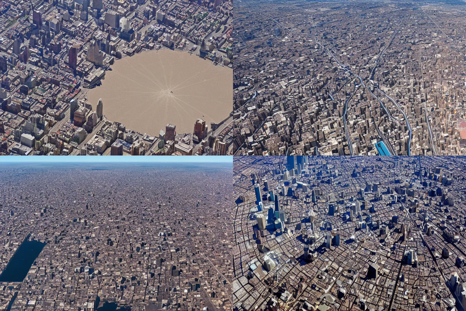 Prompt: meteor crater in the middle of Manhattan, 4K aerial photo