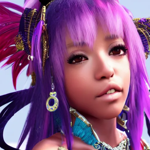 Prompt: Lulu from Final Fantasy X played by Doja Cat