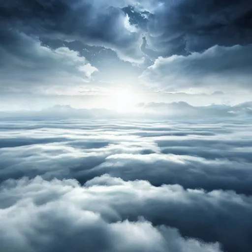 Prompt: world covered with enormous clouds, thru clouds there is slightly visible ice covered world, matte painting, concept art, illustration highly detailed artwork cinematic hyper realistic