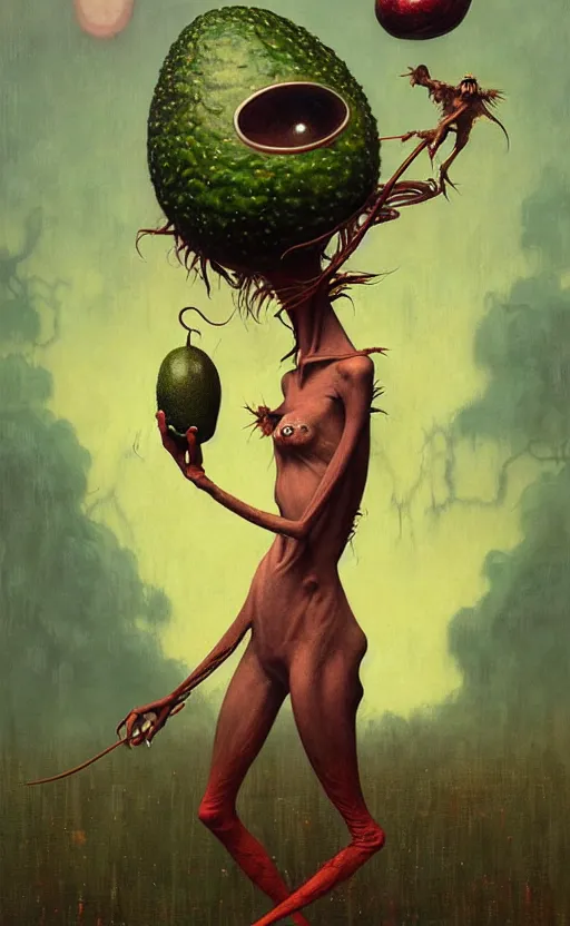 Image similar to imaginative anthro avocado creature painting by chiara bautista, beksinski and norman rockwell and greg rutkowski weta studio, tom bagshaw and lucasfilm