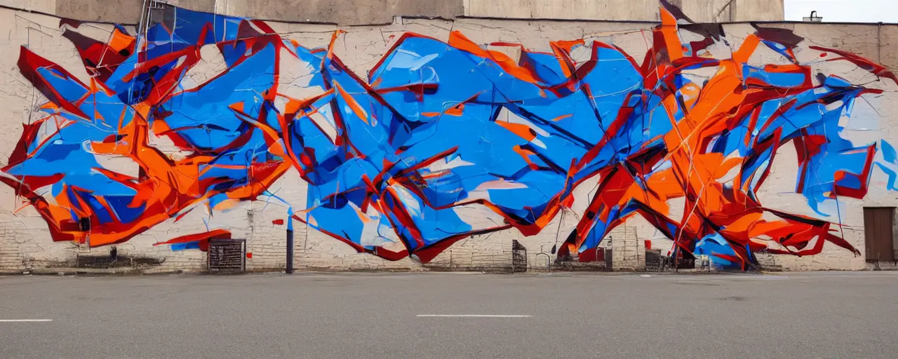 Prompt: a mural by daim, loomitand sat one, street art style, graffiti, hyperdetailed