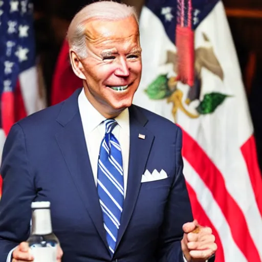 Image similar to joe biden drinks a 4 0 ounce bottle of malt liquor