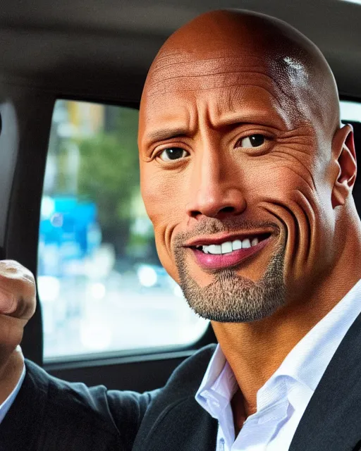 Image similar to film still close - up shot of dwayne johnson as a london cab driver. photographic, photography