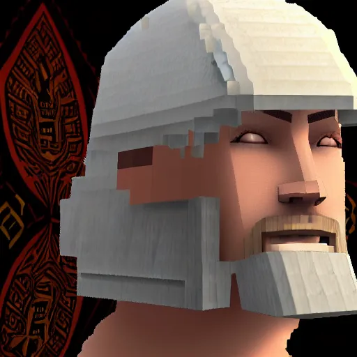 Image similar to Character portrait, face close up: Human Male Peace Domain Cleric. Peace will conquer all. In the style of Minecraft