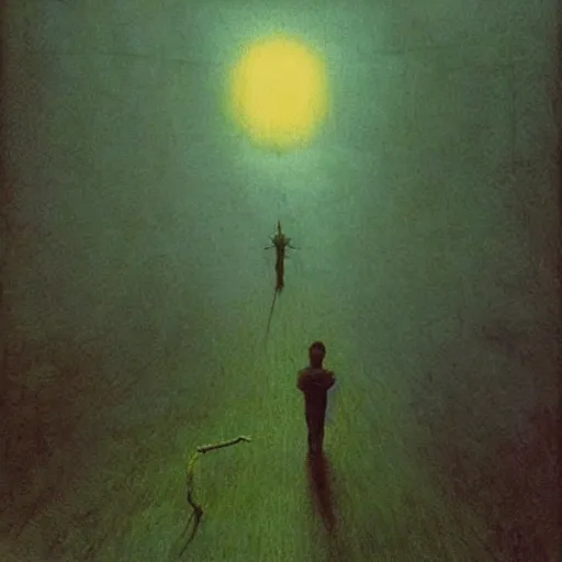 Image similar to selfie made by zdzislaw beksinski