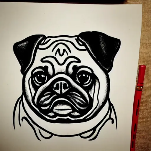 Image similar to colorful mcbess illustration of a cute pug