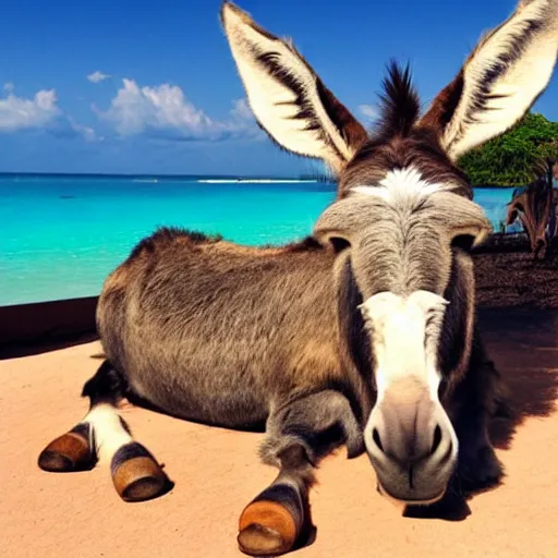 Image similar to donkey on a sunbed, tropical vacation