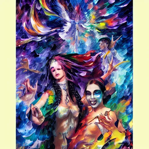 Image similar to psychedelic rave dance party by arthur adams, charlie bowater, leonid afremov, chiho ashima, karol bak, david bates, tom chambers