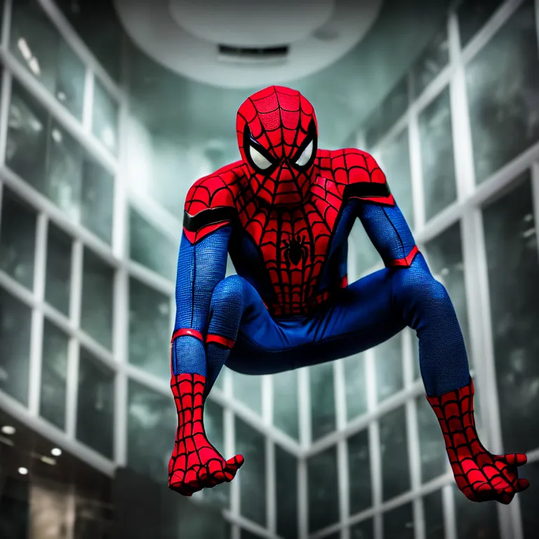 Prompt: spider man suit in a museum, realistic, hdr, dramatic lighting, photo, dslr photo, stunning image
