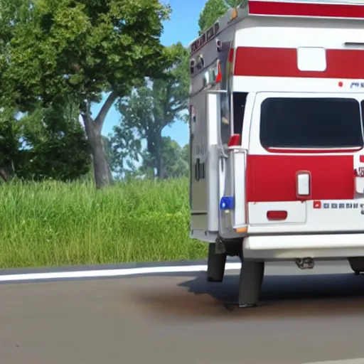 Image similar to big chungus meme, anthropomorphic ambulance shaped like big chungus, fat bugs bunny shaped ambulance, highly detailed 3 d render, unreal engine 5