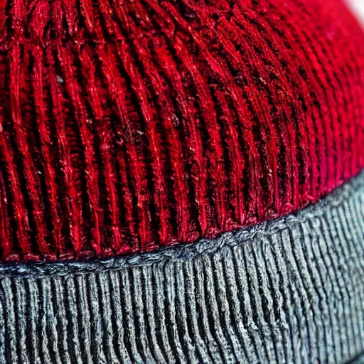 Prompt: a professional focus studio photograph close - up shot of a beanie, professional lighting, studio lighting, dramatic, realistic