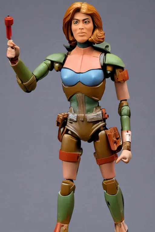 Image similar to 1 9 8 6 kenner female action figure, 5 points of articulation, perfect human female proportions, sci fi, 8 k resolution, high detail, front view, t - pose, space, star, he - man, gi joe, he man, warhammer 4 0 0 0