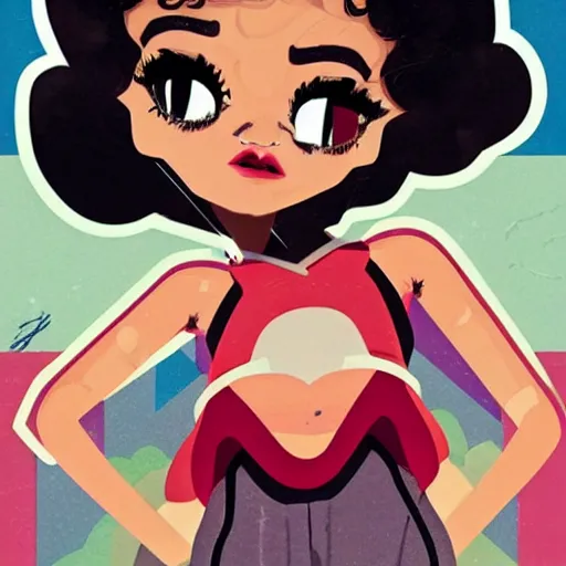 Prompt: Album cover art for Zendaya as Betty Boop by Sachin Teng :4 attractive, stylish, designer , asymmetrical, Matte Painting , geometric shapes, hard edges, graffiti, street art:2 Masterpiece, impressive detail, colorful, by Sachin Teng:4