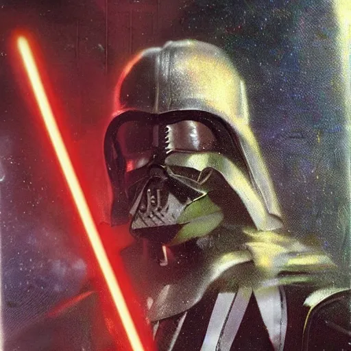 Image similar to darth vader with white armor and a purple lightsaber