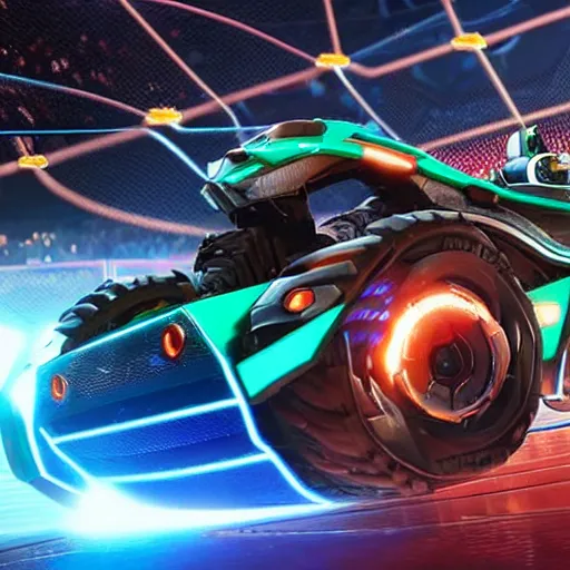 Image similar to stephen hawkin in rocketleague, splash art, movie still, detailed face, photorealistic facial features, cinematic lighting, dramatic, octane render, long lens, shallow depth of field, bokeh, anamorphic lens flare, 8 k, hyper detailed, 3 5 mm film grain